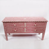 Maaya Bone Inlay Console Sideboard Pink and White Floral